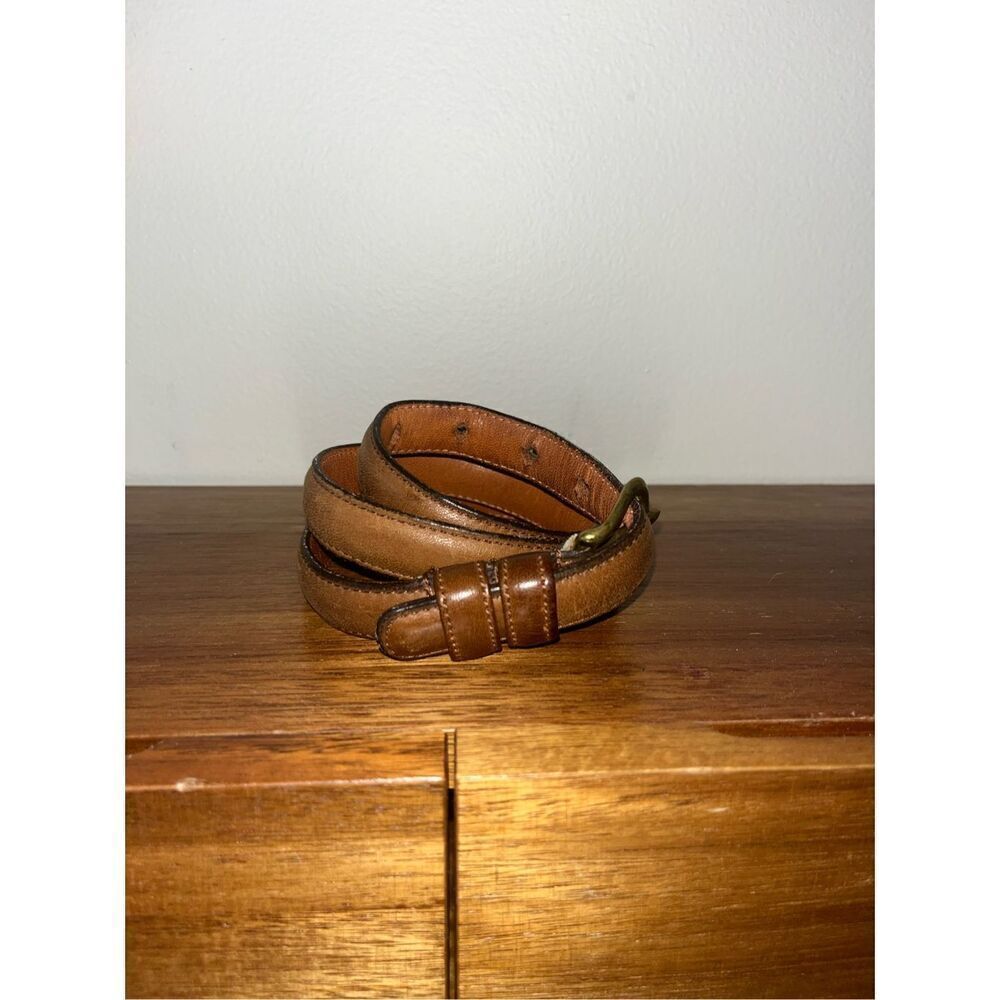 Women’s Vintage Brown Leather Thin Coach Belt 28”